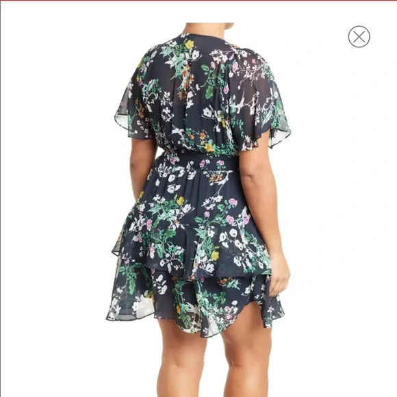 Chiffon Floral Print Flutter Dress - Picture 3 of 3